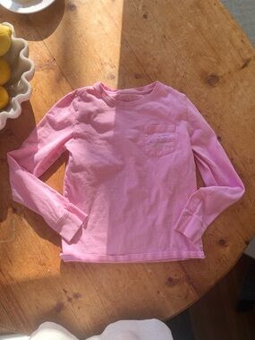 Vineyard Vines Girls Long-Sleeve Pink Pocket Tee